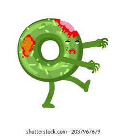 Zombie donut isolated. The sweetness of the dead. Green monster food