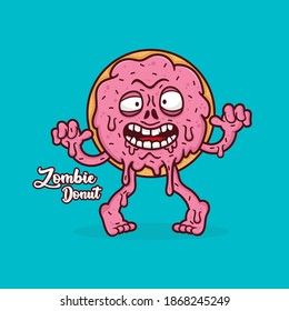 zombie donut mascot vector design logo