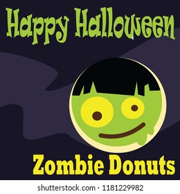 Zombie Donuts dessert cartoon flat design