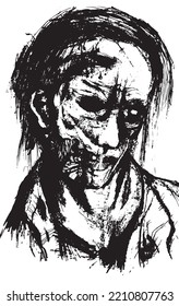 Zombie drawing in black and white
