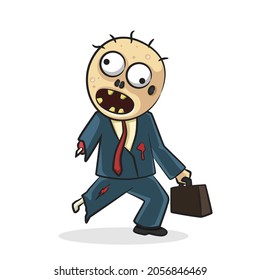 Zombie in drawing style isolated vector. Halloween ghost cartoon on white background.