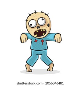 Zombie in drawing style isolated vector. Halloween ghost cartoon on white background.