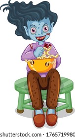 Zombie Eating cartoon vector art and illustration