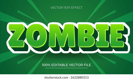Zombie editable text effect in 3d style with green color