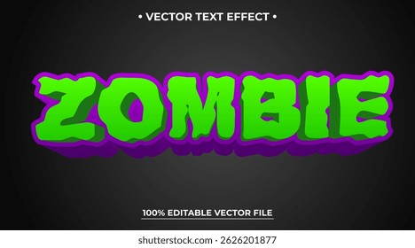 efeito de texto editável zumbi, horror personalizável e estilo de fonte 3D Halloween