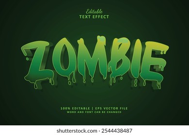 Zombie Editable Efecto de Texto Estilo 3d Dibujos Animados Juego Horror