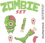 Zombie elements set/ Vector cartoon of zombie body parts/ Editable Eps10.