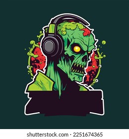 Zombie esporta diseños de mascota, plantilla de logotipo de juegos, ilustración