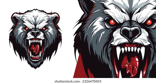 Zombie Evil Bear Logo Mascot: Dynamic Vector Graphic for Sport and E-Sport Gaming Teams