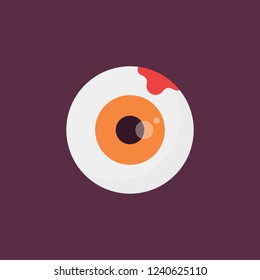 Zombie eye flat icon isolated on purple background. Simple Zombie eye sign symbol in flat style. Halloween Vector Element.