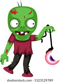 Zombie con ojo, ilustración, vector sobre fondo blanco.