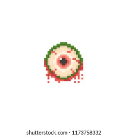 Zombie eye. Pixel art. Old school computer graphic. 8 bit video game. Game assets 8-bit sprite. Games elements.