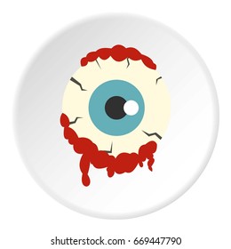 Zombie eyeball icon in flat circle isolated on white background vector illustration for web