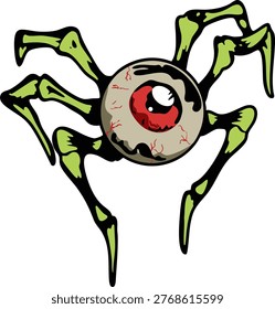 Zombie Eyeball Illustration with Broken Bones Horror Cartoon Vector