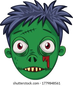 A Zombie Face cartoon vector art and illustration