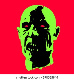 zombie face. horror picture. vector illustration