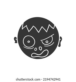 Zombie Face Icon Silhouette Illustration. Halloween Vector Graphic Pictogram Symbol Clip Art. Doodle Sketch Black Sign.