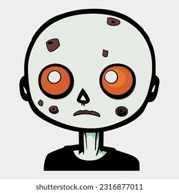 Zombie face icon vector illustration in flat style isolated on white background.