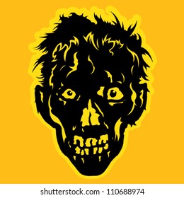 Zombie Face in orange / yellow background