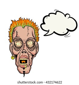 zombie face with speech bubble cartoon