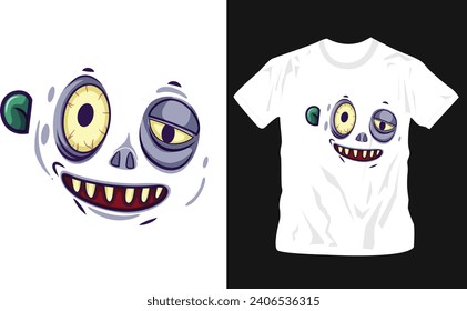 zombie face for t shirt design, gaming logo, poster, banner, ready to print