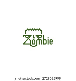 Diseño de logotipo de texto de cara de zombi.