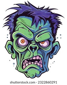 zombie face vector illustration design, zombie face t-shirt graphics 