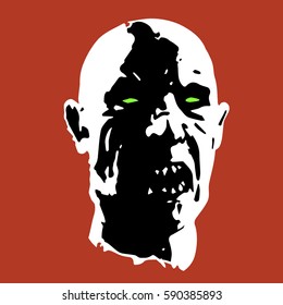 Zombie face vector illustration in horror genre