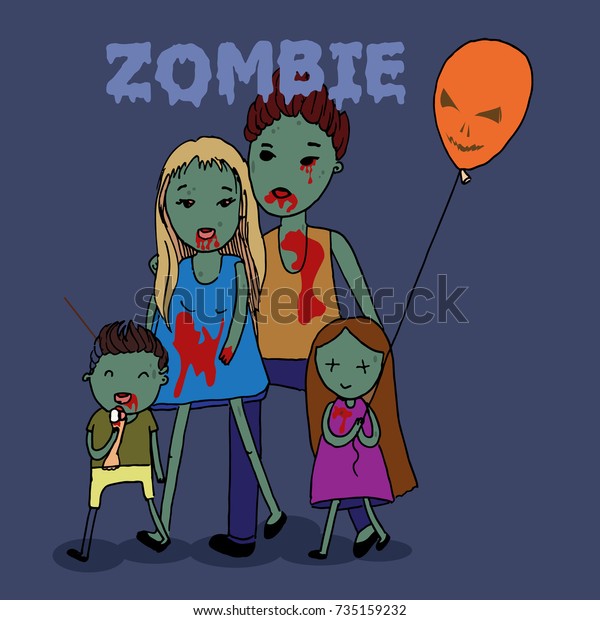 Download Zombie Family Characters Monster Zombie Vector Stock Vector (Royalty Free) 735159232