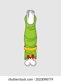 Zombie finger isolated. Green finger and bone.