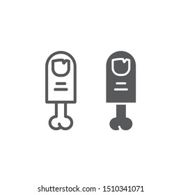Zombie finger line and glyph icon, halloween and creepy, monster finger sign, vector graphics, a linear pattern on a white background, eps 10.