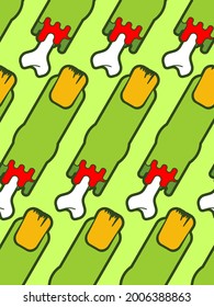 Zombie finger pattern seamless. Green finger and bone background.