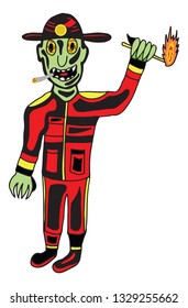 zombie firefighter vector illustration