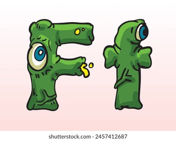 Zombie Font Uppercase Lowercase F