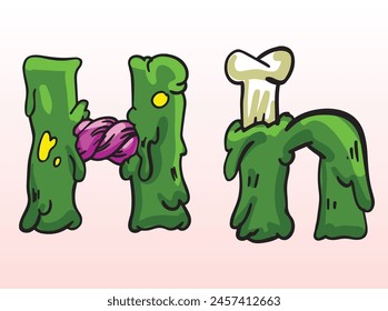 Zombie Font Uppercase Lowercase H