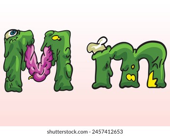 Zombie Font Uppercase Lowercase M