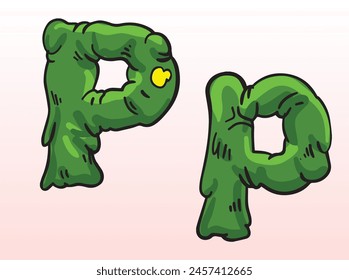 Zombie Font Uppercase Lowercase P