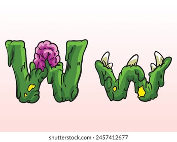 Zombie Font Uppercase Lowercase W
