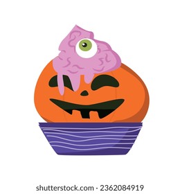 zombie food with brain and pumkin vector illustration