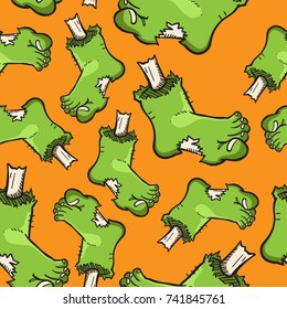 zombie foot seamless pattern vector cartoon