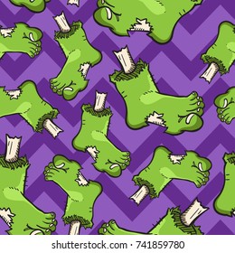 Zombie Foot Seamless Pattern Vector Cartoon