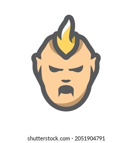 Zombie with forelock horror mask Vector icon Cartoon illustration.