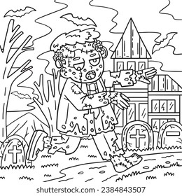 Zombie Frankenstein Coloring Pages for Kids