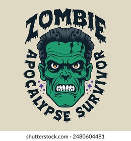 Zombie Frankenstein Halloween monster vintage logo