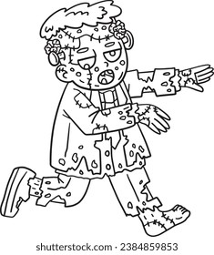 Zombie Frankenstein Isolated Coloring Page 