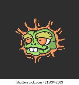 Zombie Frog Head Vector Design.nice Design To Print On T-shirts