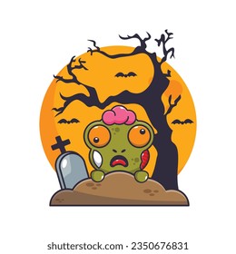 Zombie frog rise from graveyard in halloween day.