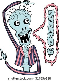 Zombie funny character with pink and light blue color.