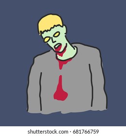 Zombie and Ghost Halloween. - hand drawn. line drawing. vector illustration.