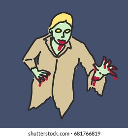 Zombie and Ghost Halloween. - hand drawn. line drawing. vector illustration.